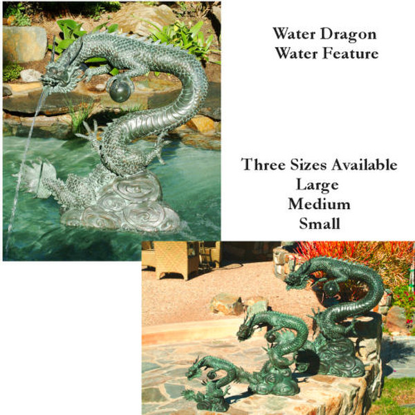Asian Water Dragon Water Feature Garden Sculpture Oriental Orbs